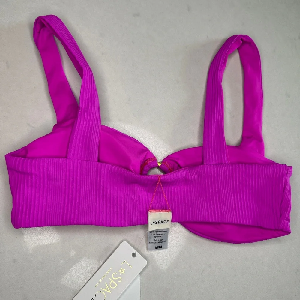L*Space Ribbed Willow Bikini | Purple Cutout Ring Top & High-Leg Bottom NWT M